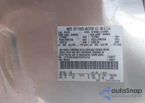 2002 Ford Ranger Xlt z USA, uszkodzony, nr VIN 1FTYR44E82TA19418